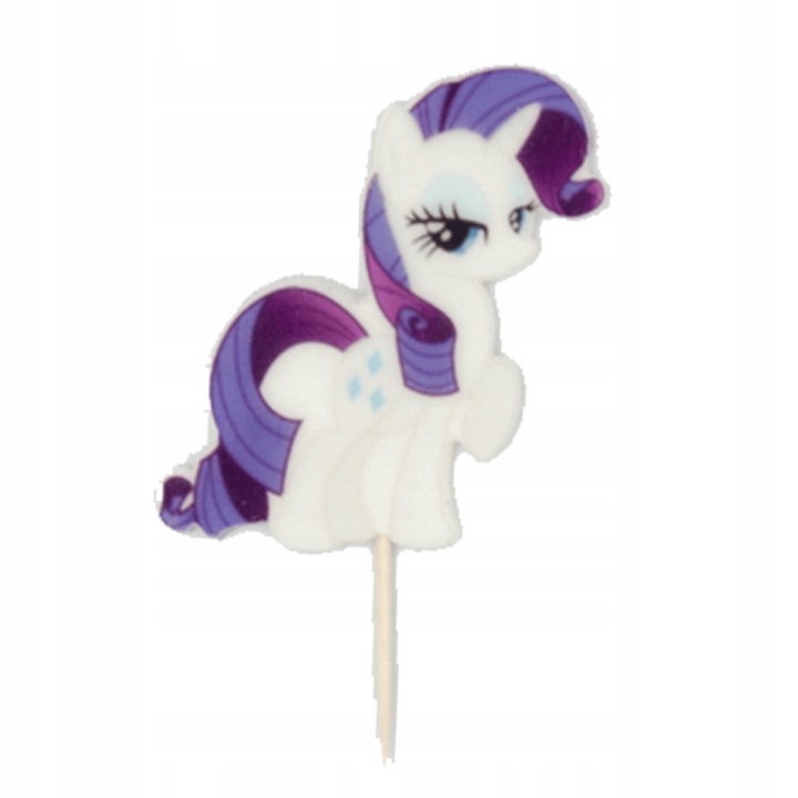 Figurina tort 2D, Słodka Fanaberia, Rarity My Little Pony, alb, masa de zahar premium, gata taiata, print de inalta calitate, decor estetic pentru fetite