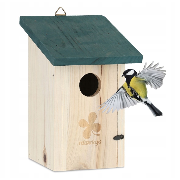 Casuta pentru pasari, Relaxdays, 22x14x15cm, lemn, verde