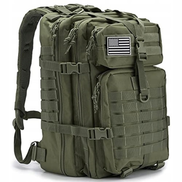 Rucsac militar QT&QY 45L, verde, 45,7x33,5x29,5cm, sistem MOLLE, impermeabil