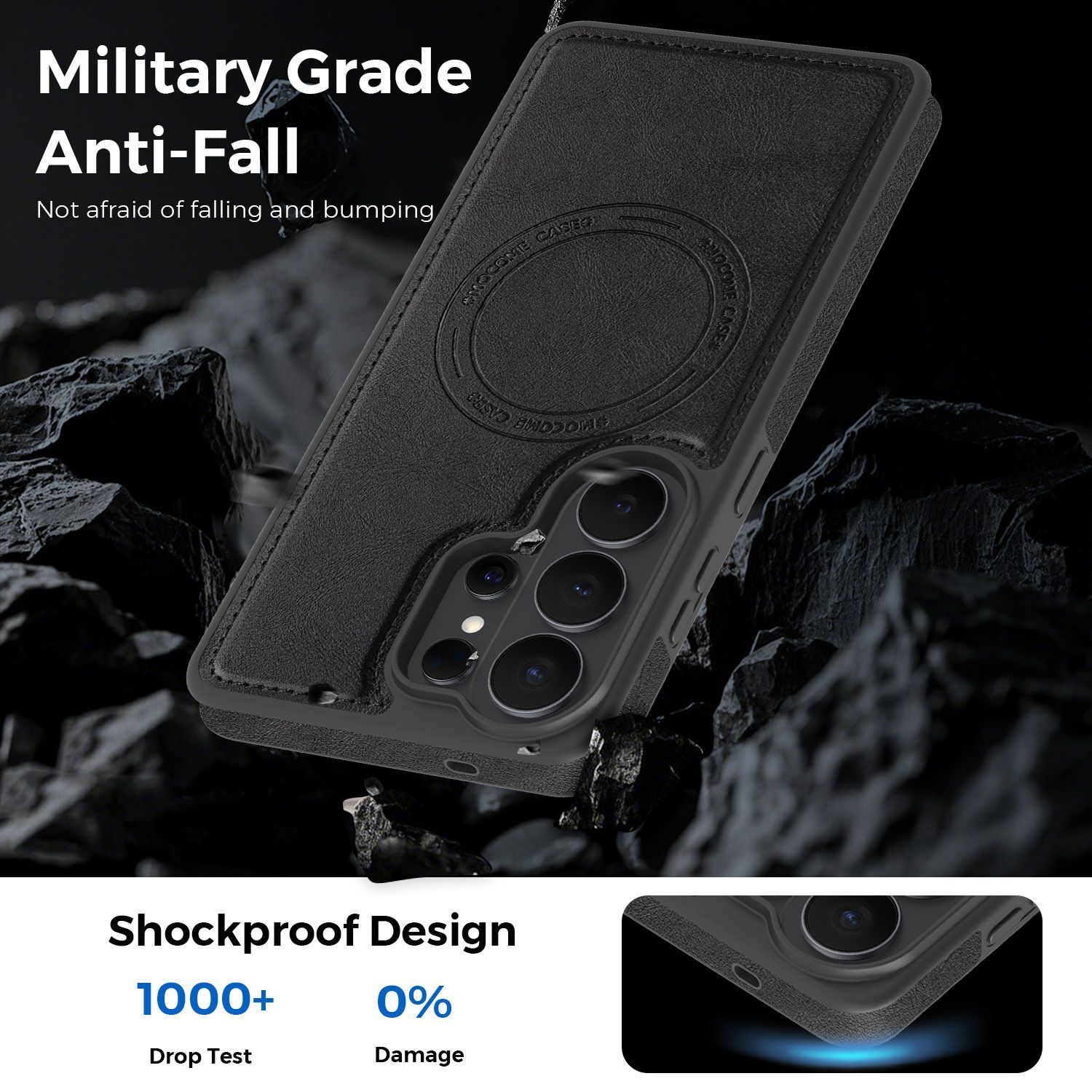 Husa pentru Samsung Galaxy S26 Ultra, MagSafe, Protectie Camera, Piele Ecologica Premium, Rezistenta la Socuri, Design Business, Negru
