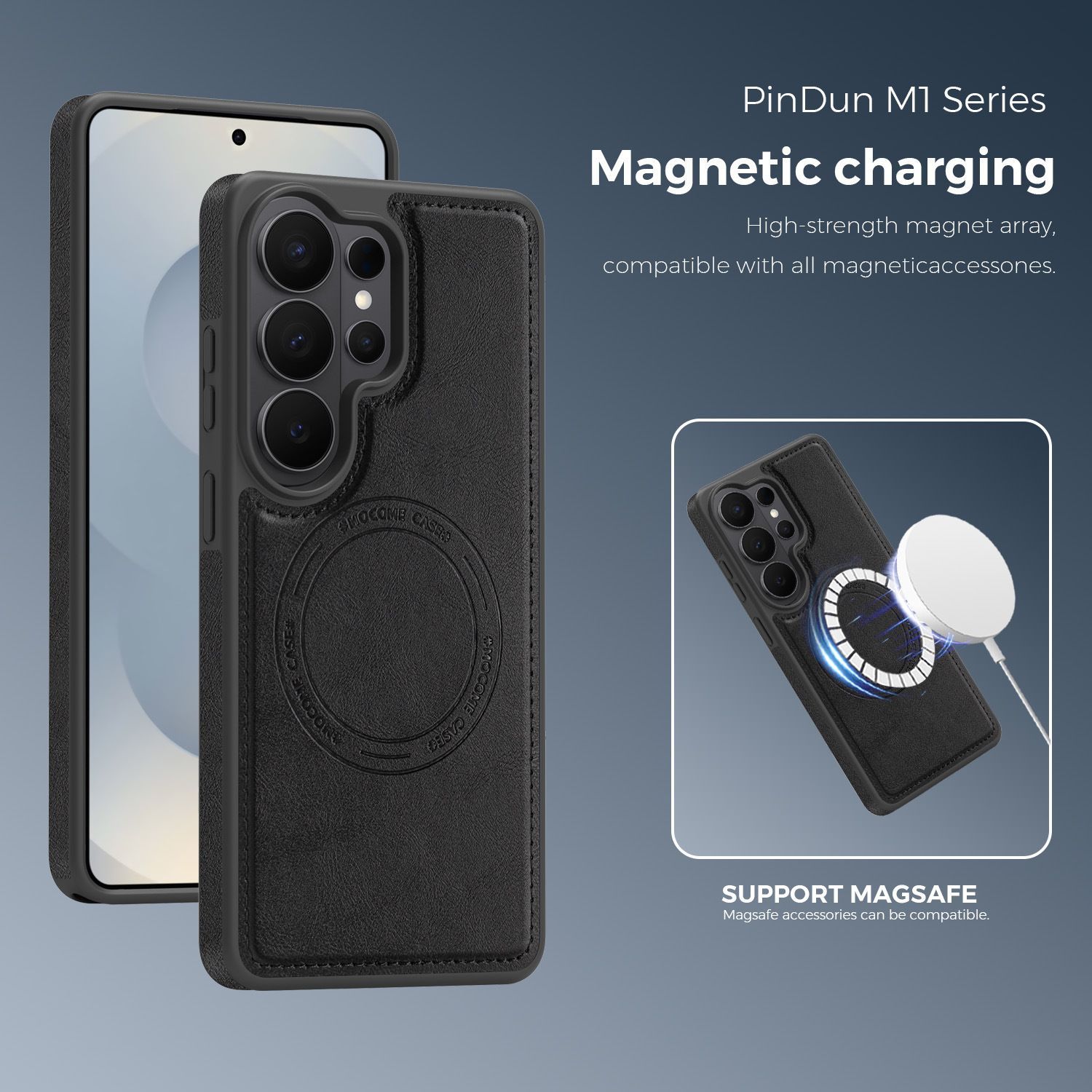 Husa pentru Samsung Galaxy S26 Ultra, MagSafe, Protectie Camera, Piele Ecologica Premium, Rezistenta la Socuri, Design Business, Negru