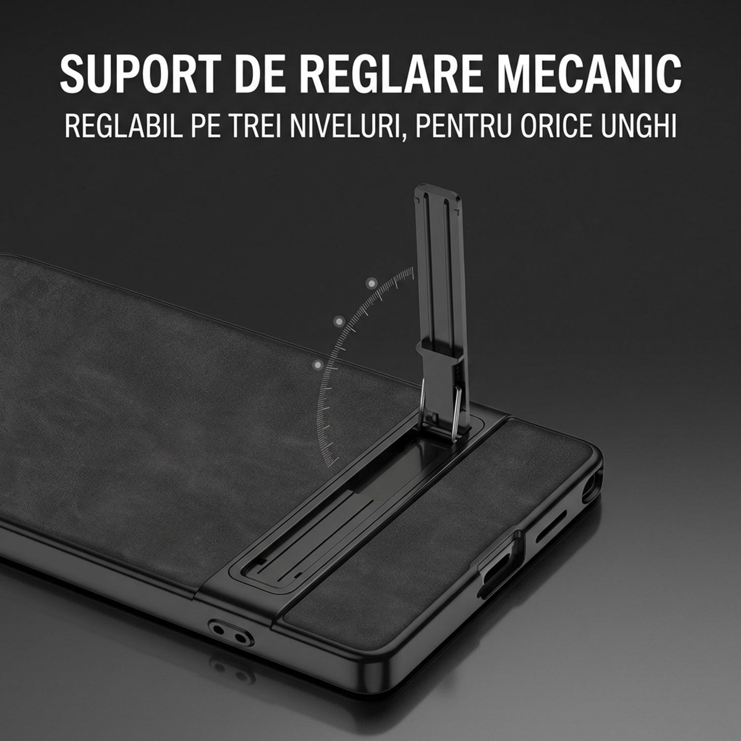 Husa pentru Samsung Galaxy S26 Ultra cu MagSafe, Suport Invizibil Reglabil, Piele Premium, Protectie Camera si Anti Soc, Slim, Negru