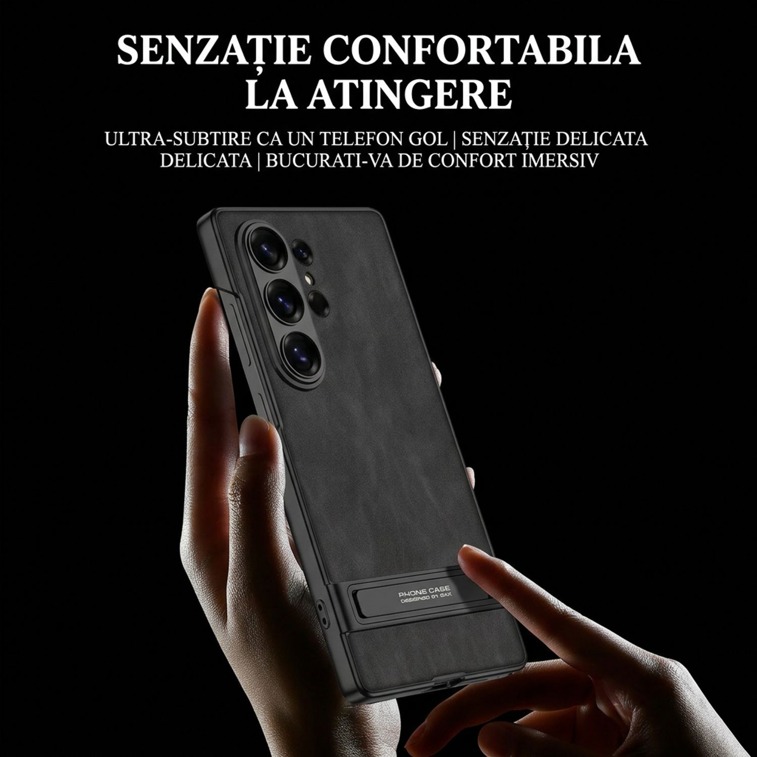 Husa pentru Samsung Galaxy S26 Ultra cu MagSafe, Suport Invizibil Reglabil, Piele Premium, Protectie Camera si Anti Soc, Slim, Negru
