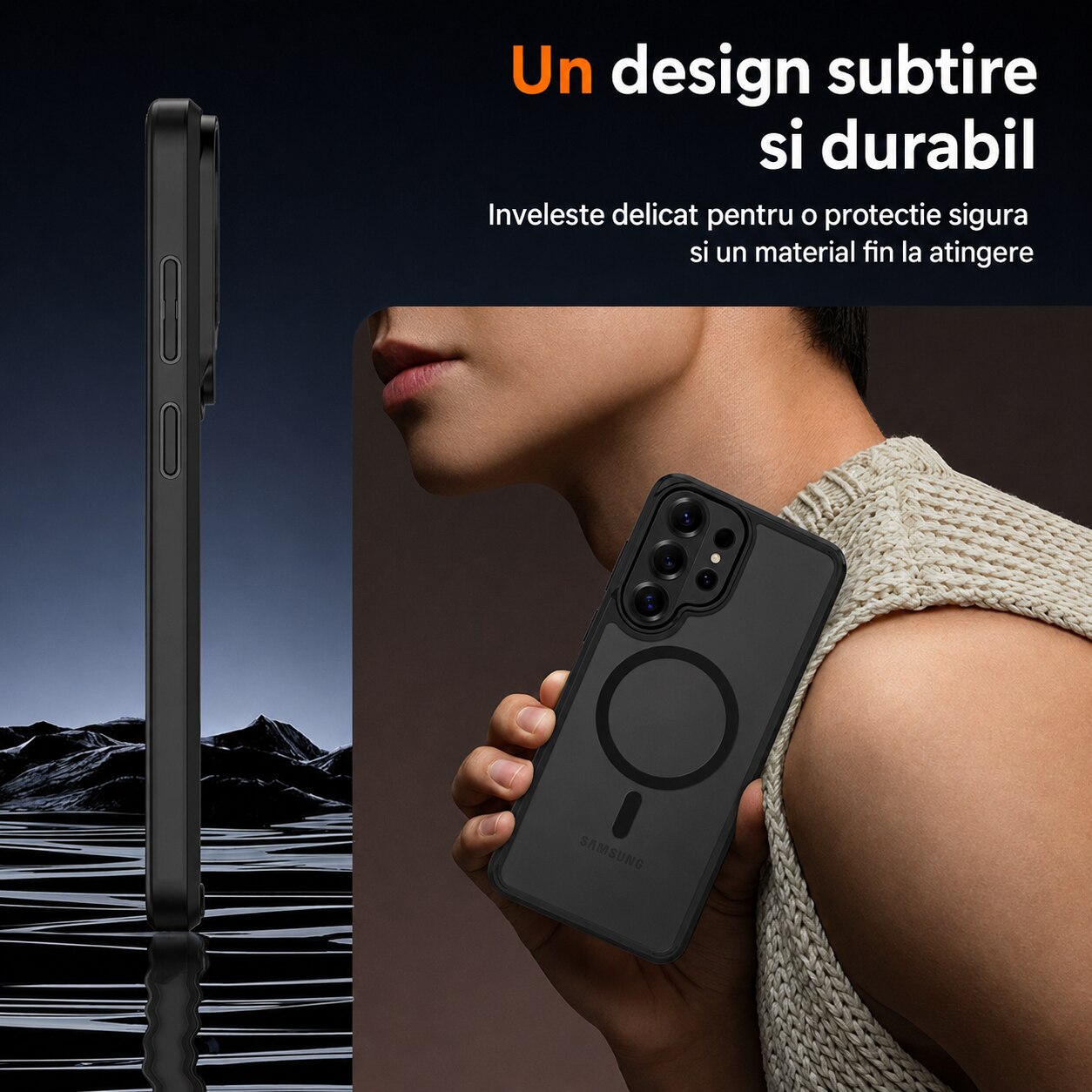 Husa pentru Samsung Galaxy S26 Ultra, MagSafe, Incarcare Wireless, Protectie Camera, Ultra Slim, Anti-Soc, Spate PC + Margini TPU, Negru Transparent