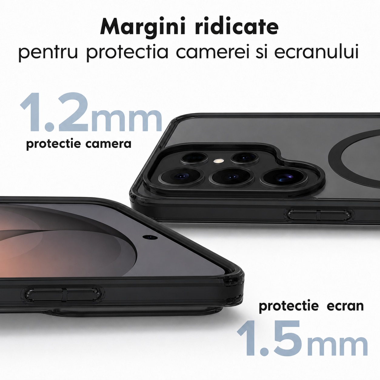 Husa pentru Samsung Galaxy S26 Ultra, MagSafe, Incarcare Wireless, Protectie Camera, Ultra Slim, Anti-Soc, Spate PC + Margini TPU, Negru Transparent