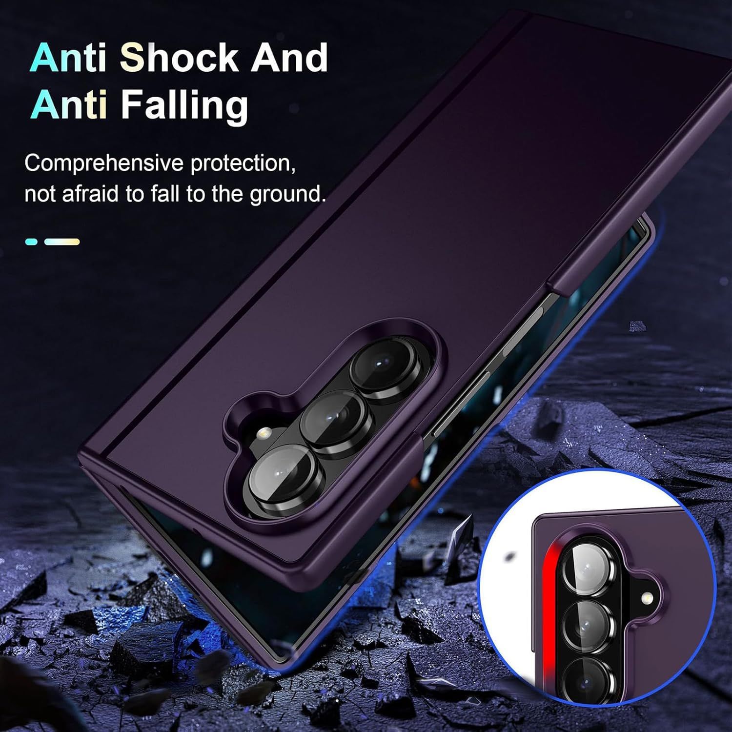 Husa telefon Compatibila Samsung Galaxy Z Fold7, cu Suport Invizibil, Antisoc, Mov