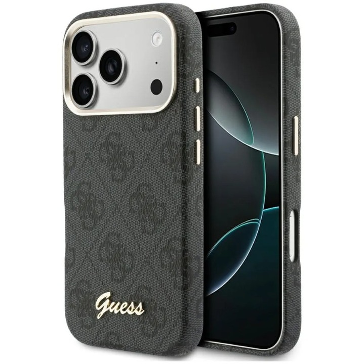 Калъф Guess Съвместим с iPhone 17 Pro Max, GUHMP17X5P4FWMSK, Кожен ефект, Сив