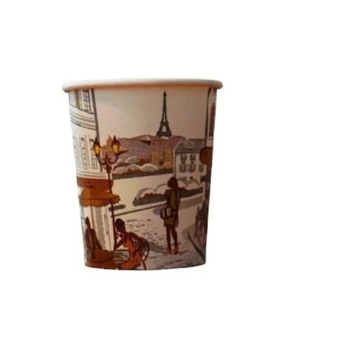 SEt pahare din carton city, 100 buc, dimensiune 4 oz (100 ml)