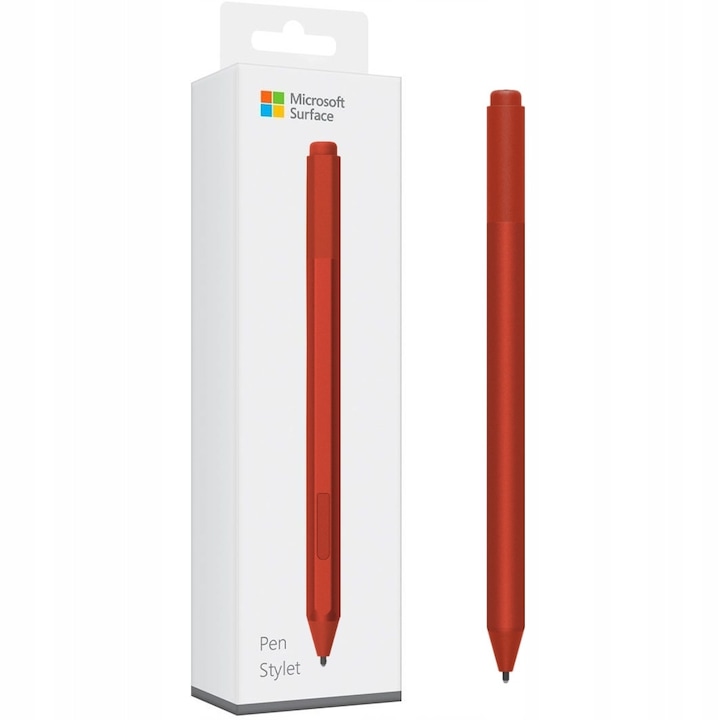 Stilou Microsoft Surface Pen, rosu, cu baterie AAAA, compatibil cu Surface Go, Laptop, Pro, Book, Studio