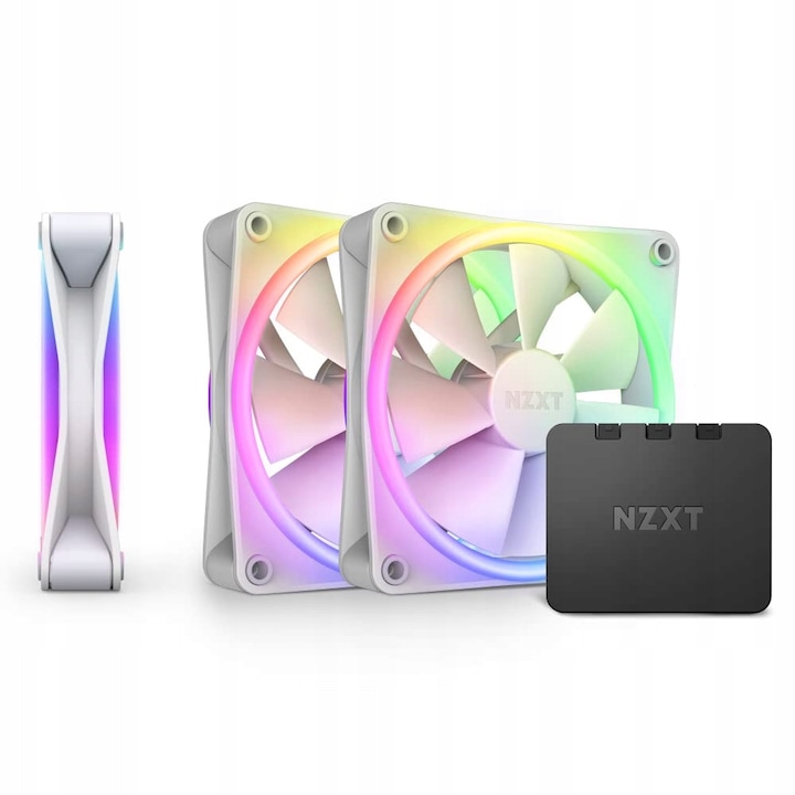 Ventilator PC NZXT F120 RGB Duo Triple Pack, 120mm, 20 LED-uri RGB, alb