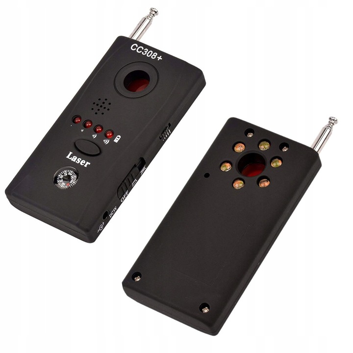 Детектор за шпионаж CC308+, 4 типа сигнализация, черен, размери 93x47x15см