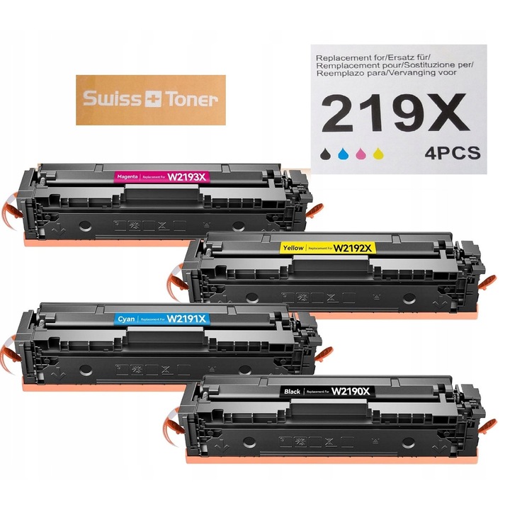Комплект съвместими тонери HP 219X, 4 броя, за Color LaserJet Pro 3202DN 3202DW 3302FDW 3302FDWG 3302SDW 3302SDWG, черен и цветен