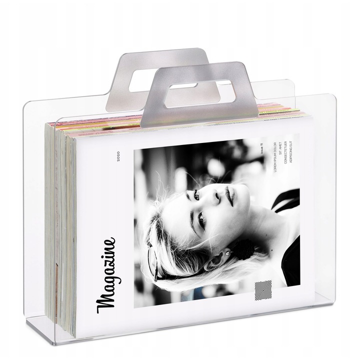 Suport documente Relaxdays, 2 manere, transparent, acril, 29x33x10 cm, argintiu