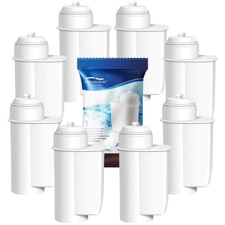 Комплект 8x филтър за еспресо машина Siemens Bosch TZ70003 Brita Intenza, съвместим, премахва хлора, намалява твърдостта, 50 литра
