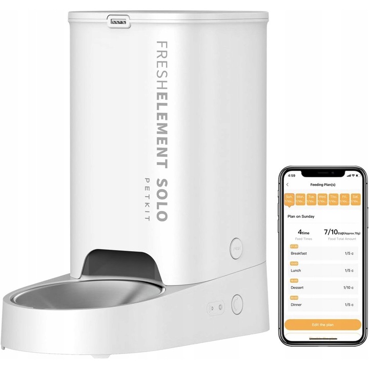 Автоматичен дозатор за храна PETKIT Freshelement Solo, 3л, WiFi, за кучета и котки
