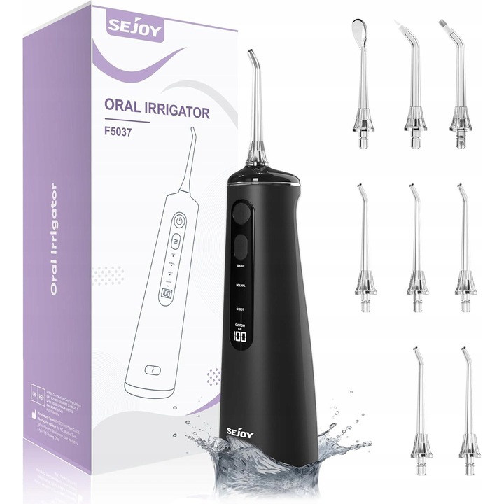 Szájzuhany F5037, 8 fúvóka, 300 ml, IPX7, vezeték nélküli, 4 üzemmód