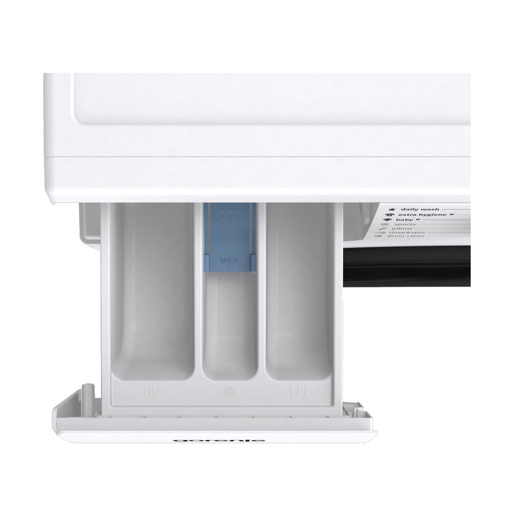Masina de spalat rufe Gorenje WNHPI94A1PS, PowerDrive Inverter, SteamTech, Adaugare rufe, Drum Clean, AquaStop, 9 kg, 1400 rpm, Clasa A, Alba