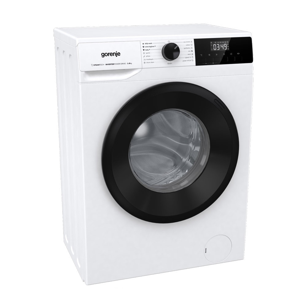 Masina de spalat rufe Gorenje WNHPI94A1PS, PowerDrive Inverter, SteamTech, Adaugare rufe, Drum Clean, AquaStop, 9 kg, 1400 rpm, Clasa A, Alba