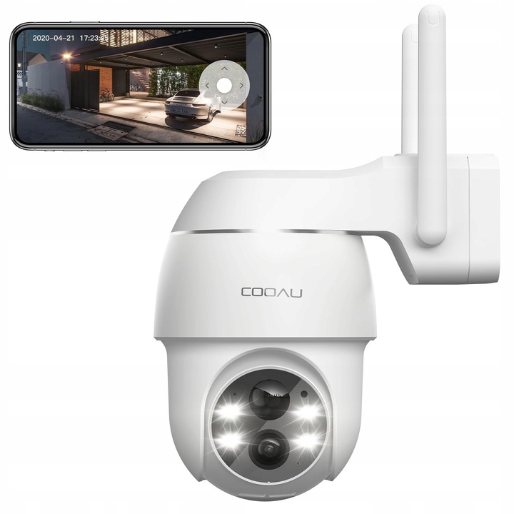 Външна 2K PTZ безжична камера за наблюдение, със сензор за движение, цветно нощно виждане, IP66