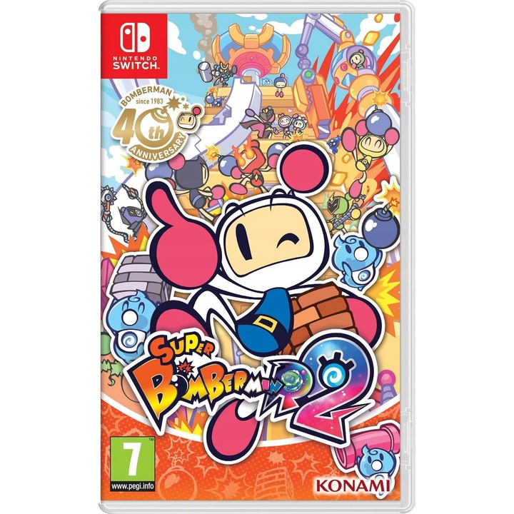 Joc Nintendo Switch Super Bomberman R 2, Konami, versiune fizica, limba engleza, cutie in limba franceza