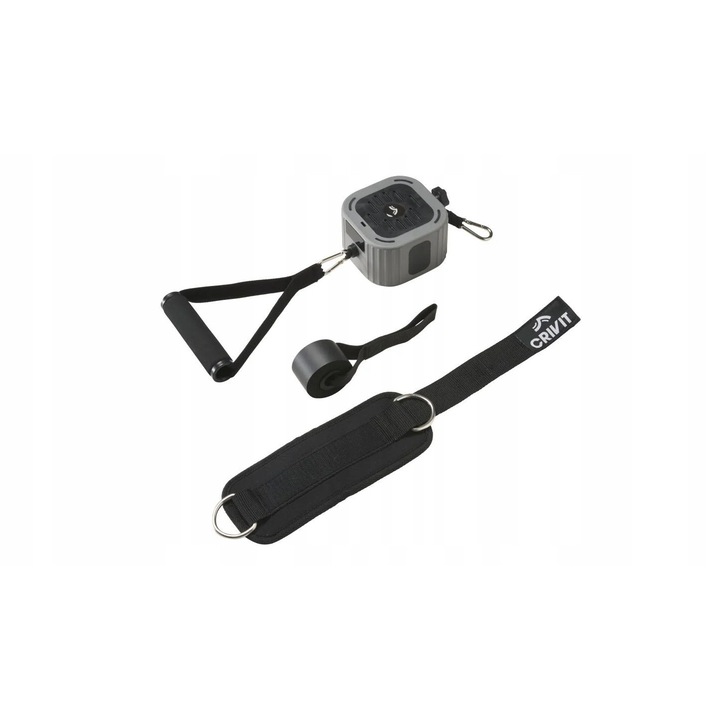 Mini sala de fitness Crivit, set cu 1 Gymbox, 1 bucla, 1 ancora, 1 maner, 2 carabiniere, 2-17,5 kg, 11x11x6,6cm
