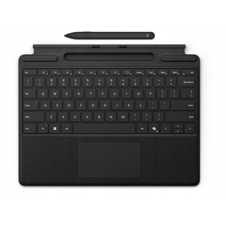 Tastatura Microsoft Surface Pro cu loc pentru stilou, set cu stilou Surface Slim Pen, UK, Alcantara, iluminare, functie etui