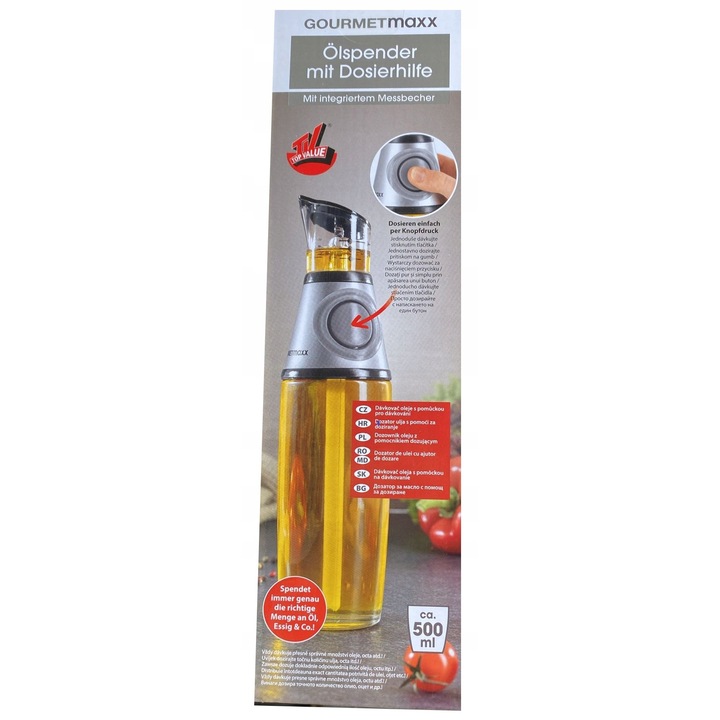 Dozator ulei 500ml, cu pompa dozatoare, pentru ulei, otet si sosuri, ideal pentru gatit
