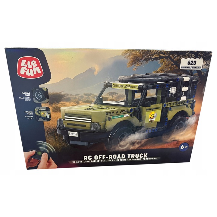 Set de constructie Elefun, masina teren, 623 elemente, multicolor, 6+