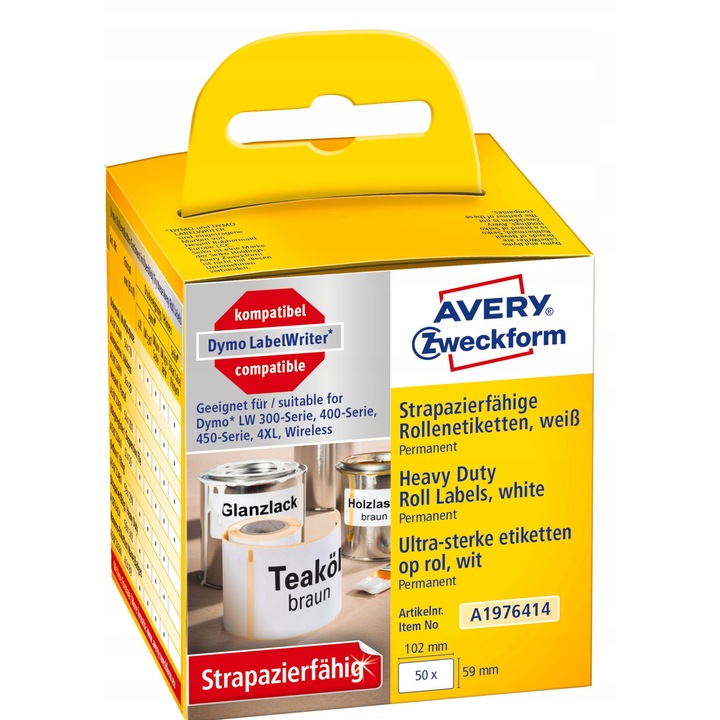 Etichete autoadezive Heavy Duty, 59x102mm, 50 etichete/rola, albe