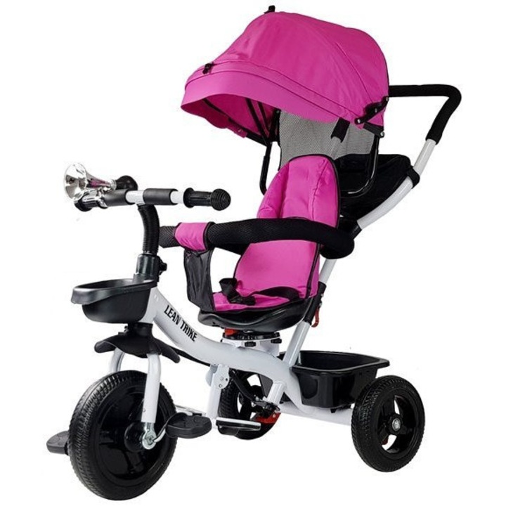 Tricicleta pentru copii Pro300, roz, cu baldachin UV, 6-60 luni, dimensiuni 100x47cm