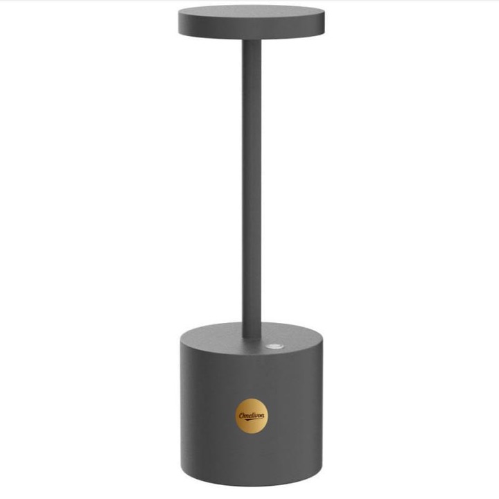 Omelivon asztali lámpa, LED, érintős, USB-C újratölthető, vintage fekete, 8x34cm