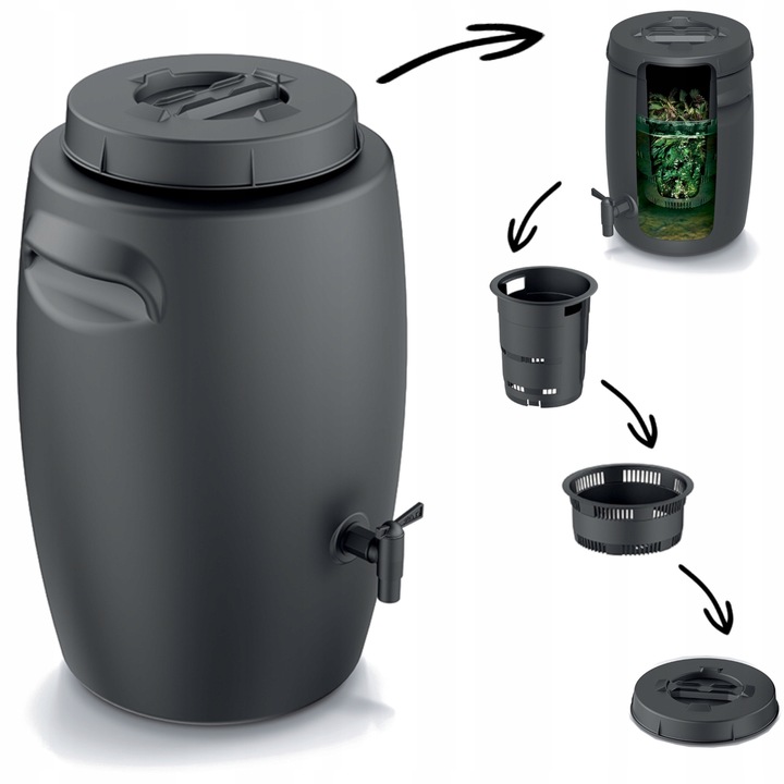 Compostor 1 - compartiment Botle 25L, antracit, 29,6x29,6x42,5cm