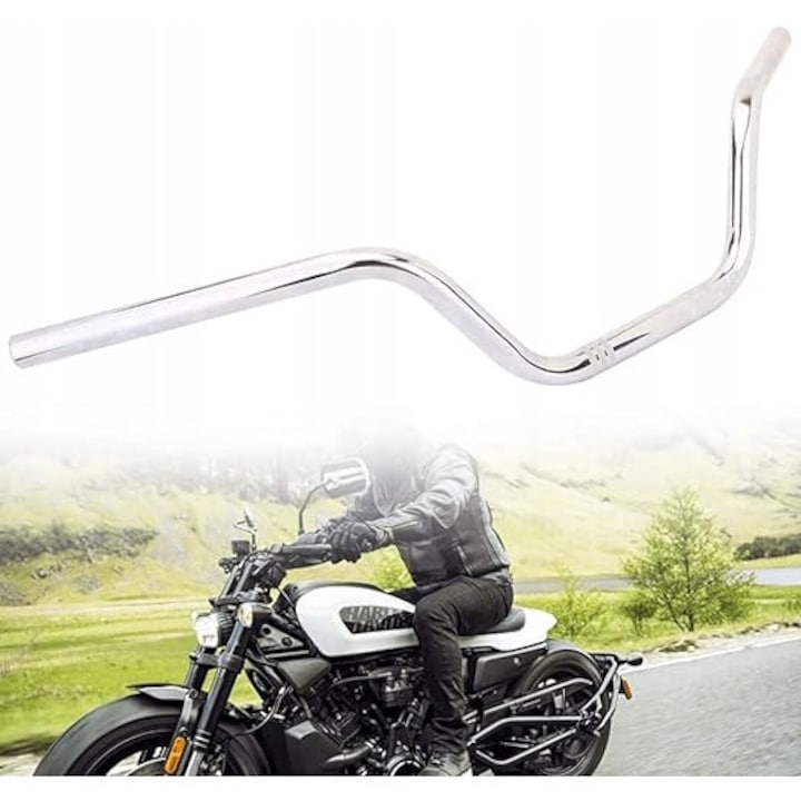 Мотоциклетно кормило JFG RACING 22 мм High Rise, черно, 715x170x120 мм, за Harley XL 883/1200, Cruiser, Bobber, Chopper