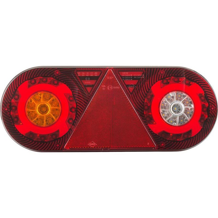 Задна лампа 6 функции, Lamiro, бяло-оранжево-червено, 12/24V, лява