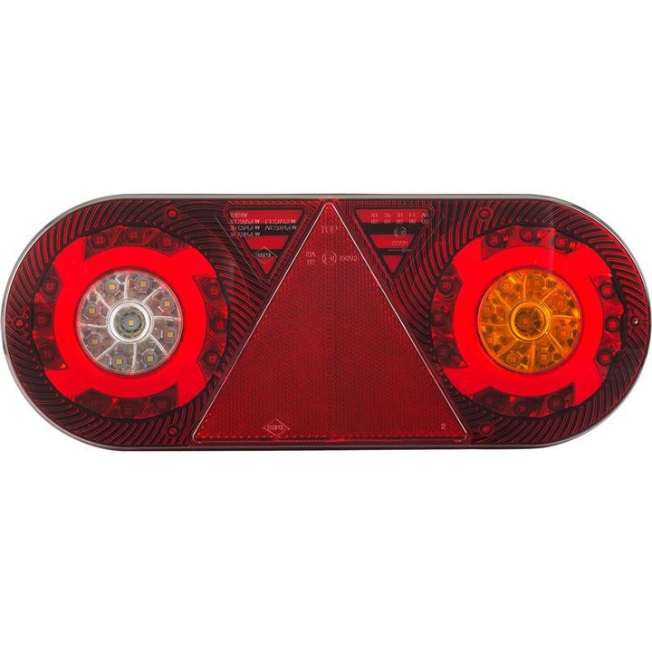 Задна лампа 6 функции, Lamiro, бяло-оранжево-червено, 12/24V, дясно