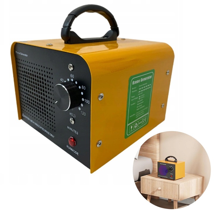 Generator de ozon 10g/h, timer 120min, compact, pentru eliminarea mirosurilor, 61m²