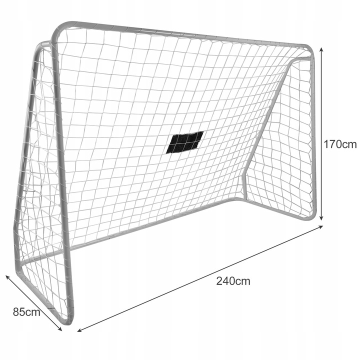 Poarta fotbal Trizand, metal, cu tinta, alb-negru, 170x240x85cm