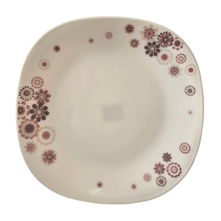 Farfurie intinsa, 26.7 cm, Cesiro, Opal, Alb cu flori mov