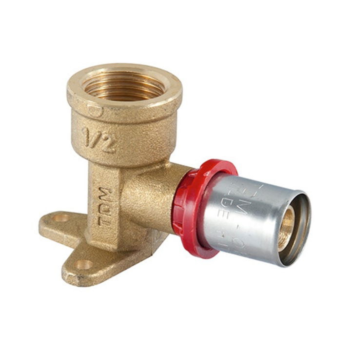 Коляно PEX TDM 16x1/2", стабилен монтаж, със скоба