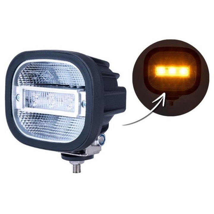 Работна лампа с предупредителна светлина, Lamiro, оранжев стробоскоп, 12/24V, бяло-оранжев