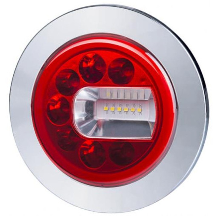 Задна лампа 3 функции, Lamiro, бяло-червено, 12/24V, дясно