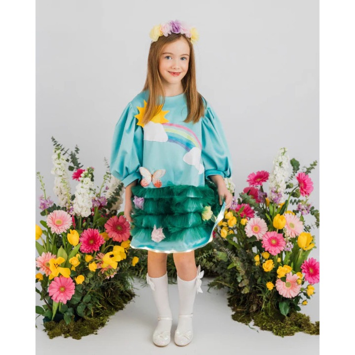 Rochita Tablou de Primavara cu Luminite, Turcoaz