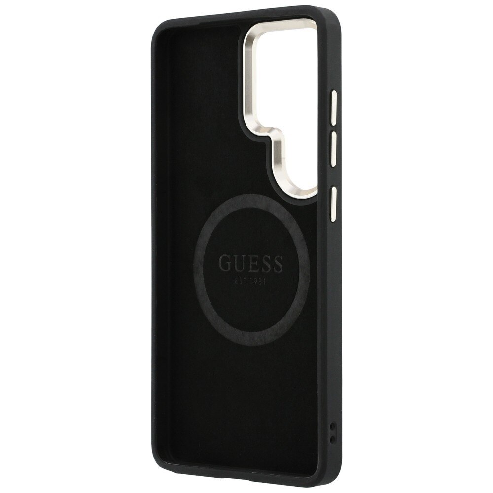 Husa pentru Samsung Galaxy S26 Ultra Guess Perforated Logo MagSafe, MagSafe, Incarcare wireless, Protectie ridicata, Calitate premium, Negru
