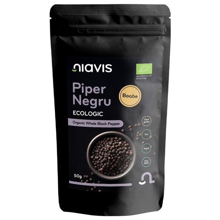 Piper Negru Boabe fara Gluten Ecologic/BIO 50g NIAVIS