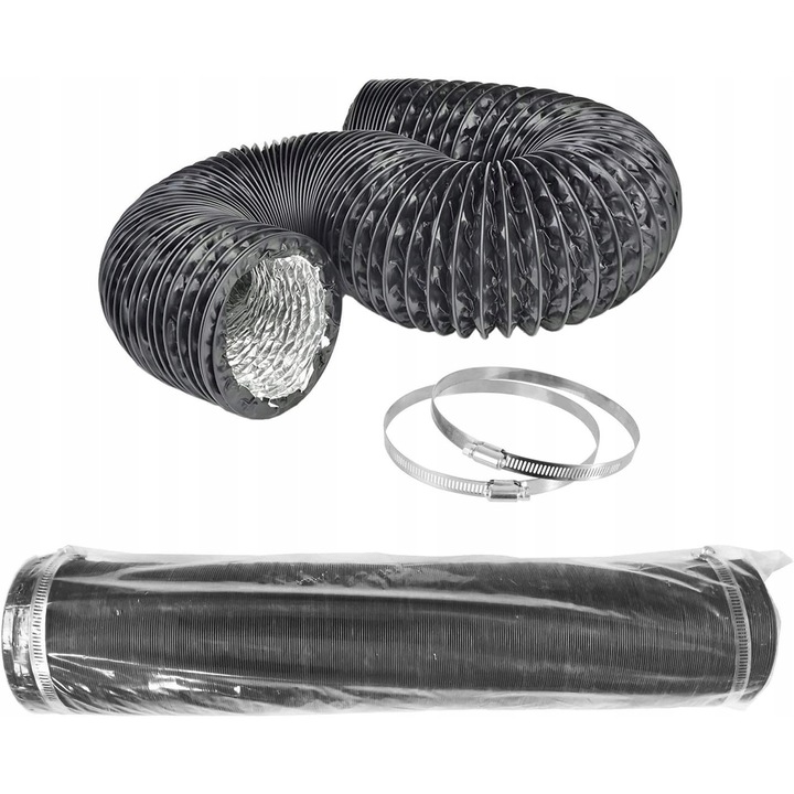 Canal ventilatie flexibil izolat 102mm, lungime 8m, negru