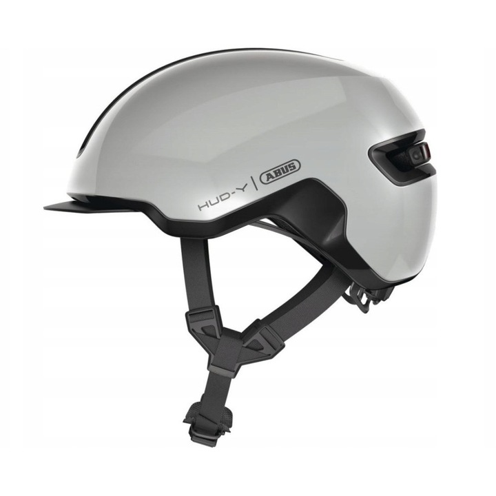 Casca de protectie Abus HUD-Y Urban, gri, L 57-61cm, cu LED reincarcabil, sistem de ajustare Zoom Ace