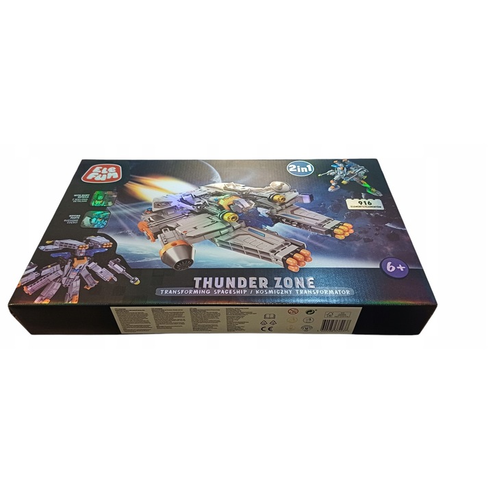 Set de constructie KLOCKI ELEFUN KOSMICZNY TRANSFORMATOR 916 ELE 2W1, multicolor