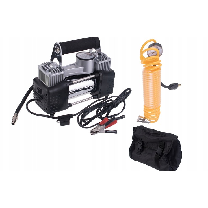 Kompresor auto Onex OX-1010 12V, presiune maxima 150 PSI, set complet cu 3 capete de pompare, furtun de 5m