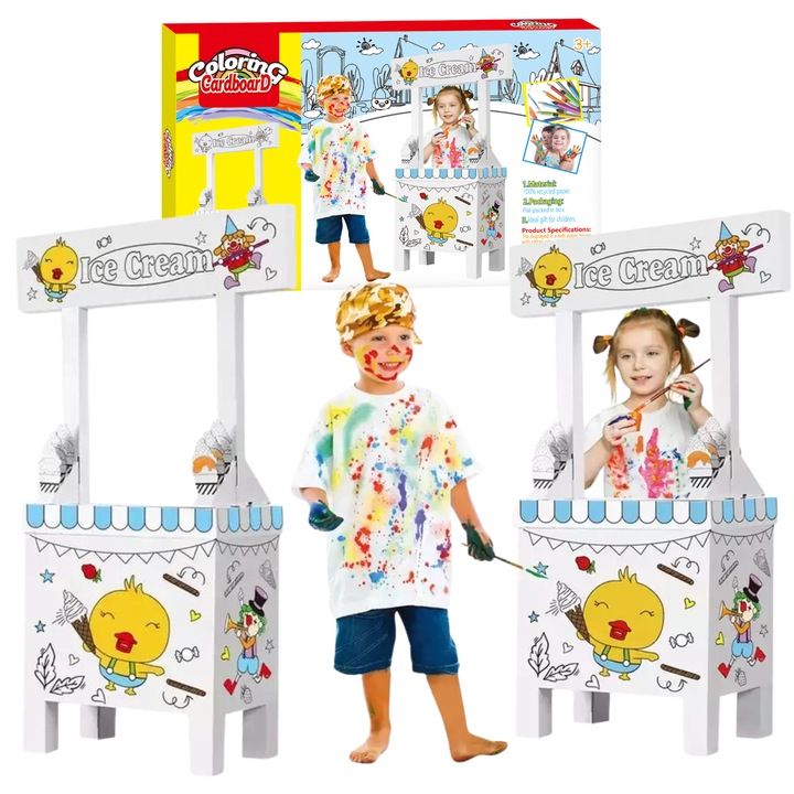 Set de pictura si desen, Maksik, stand cu inghetata, 62x4x37cm, markere inclus.