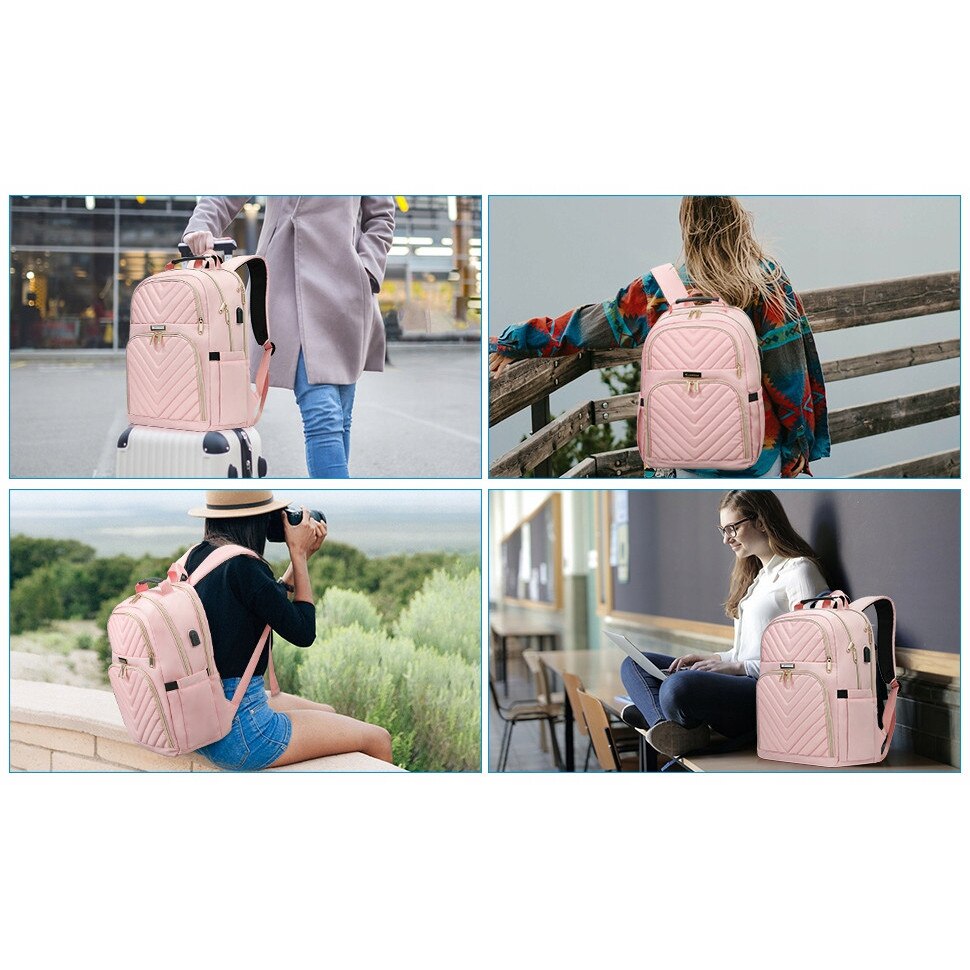 Rucsac laptop 15,6", roz, 30L, impermeabil, 43x30x18cm